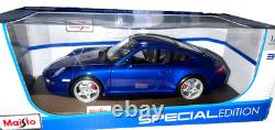 118 2005 Porsche 911 Carrera S Maisto Coupe Diecast Car Model Car Blue