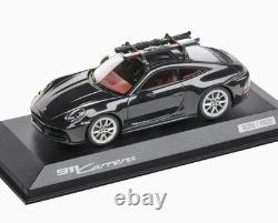 143 MINICHAMPS 2025 PORSCHE 911 992.2 Carrera w. Skis Carbon Black / Red DEALER