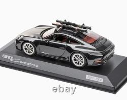 143 MINICHAMPS 2025 PORSCHE 911 992.2 Carrera w. Skis Carbon Black / Red DEALER