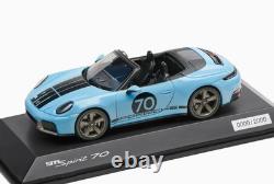 143 SPARK 2024 PORSCHE 911 992 Carrera Cabrio Spirit 70 Meissen Blue DEALER ED