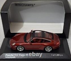 (8) Porsche 911 (997) Targa 4S 2008 Ruby Red Met 143 Minichamps 400066460 RARE