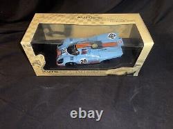 AutoArt Porsche 917K Steve McQueen LeMans Gulf Race 118 Scale Diecast Car NIB