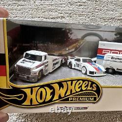 HOT WHEELS BRUMOS PORSCHE 935 & VW BUS & HAULER & truck 4 SET Custom Repack BOX