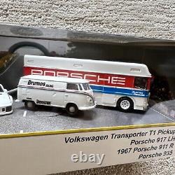 HOT WHEELS BRUMOS PORSCHE 935 & VW BUS & HAULER & truck 4 SET Custom Repack BOX