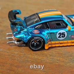 Hot Wheels CUSTOM Made Porsche 930 RWB Gulf Real Riders CHROME BLUE