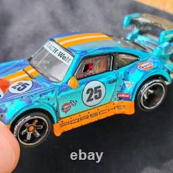 Hot Wheels CUSTOM Made Porsche 930 RWB Gulf Real Riders CHROME BLUE