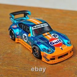Hot Wheels CUSTOM Made Porsche 930 RWB Gulf Real Riders CHROME BLUE
