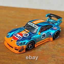 Hot Wheels CUSTOM Made Porsche 930 RWB Gulf Real Riders CHROME BLUE