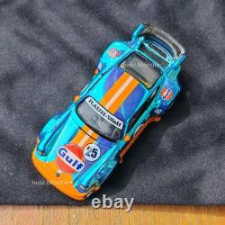 Hot Wheels CUSTOM Made Porsche 930 RWB Gulf Real Riders CHROME BLUE