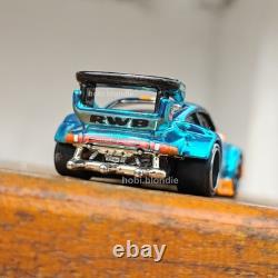 Hot Wheels CUSTOM Made Porsche 930 RWB Gulf Real Riders CHROME BLUE