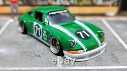 Hot Wheels Custom Porsche 911 Green Aluminum Rim Corrugated Rim Tomica