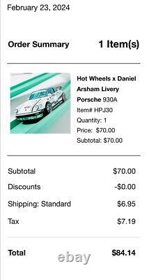 Hot Wheels x Daniel Arsham Livery 1986 Porsche 930A CONFIRMED ORDER PRESALE