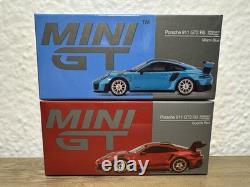 Mini GT 164 Porsche 911 GT2 & GT3 RS Weissach Package Blue #344 & Red #1060