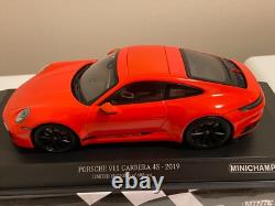 Minichamps 2019 Porsche 911 (992) Carrera 4S Orange 600 Pcs 1/18 New & Inspected