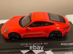 Minichamps 2019 Porsche 911 (992) Carrera 4S, Orange, 600 Pcs Only, 1/18 New