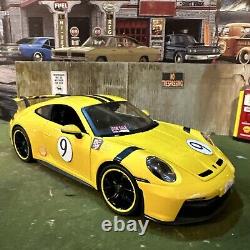 Porsche 911 GT3 RS 4.0 (Yellow) Barn Find Cars 118 DIECAST Race Ready