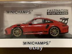 Porsche 911 GT3 RS (991.2) 2018 Red/Gold Wheels Minichamps 143