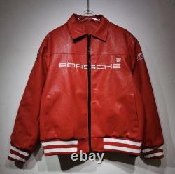 Porsche 993 Turbo Leather Club Jacket Limited Edition Biker Leather Jacket Red