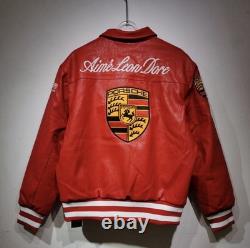 Porsche 993 Turbo Leather Club Jacket Limited Edition Biker Leather Jacket Red