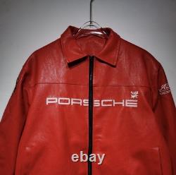 Porsche 993 Turbo Leather Club Jacket Limited Edition Biker Leather Jacket Red