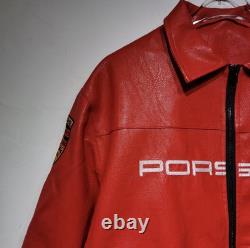 Porsche 993 Turbo Leather Club Jacket Limited Edition Biker Leather Jacket Red Porsche 993 Turbo Leather Club Jacket Limited Edition Biker Leather Jacket Red