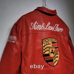 Porsche 993 Turbo Leather Club Jacket Limited Edition Biker Leather Jacket Red