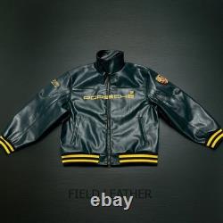 Porsche 993 Turbo Leather Jacket Limited Addition Biker Cowhide Leather Jacket