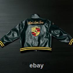 Porsche 993 Turbo Leather Jacket Limited Addition Biker Cowhide Leather Jacket