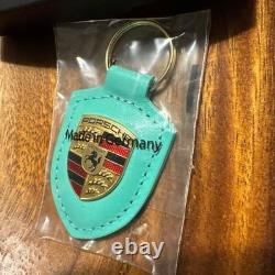 Porsche Genuine Key Chain Special Edition Mint Green Crest with Gunmetal Rings