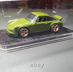 Porsche Green Diecast Model Car in Display Case