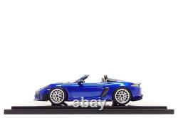 Spark 118 Porsche 718 Boxster Spyder RS (982) in San Marino Blue Dealer Edition