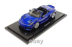 Spark 118 Porsche 718 Boxster Spyder RS (982) in San Marino Blue Dealer Edition