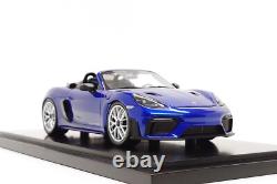 Spark 118 Porsche 718 Boxster Spyder RS (982) in San Marino Blue Dealer Edition