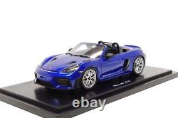Spark 118 Porsche 718 Boxster Spyder RS (982) in San Marino Blue Dealer Edition