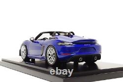 Spark 118 Porsche 718 Boxster Spyder RS (982) in San Marino Blue Dealer Edition
