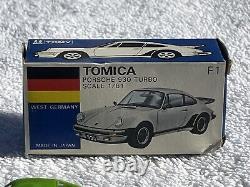 TOMICA 161 Porsche 930 TURBO GREEN NO. F1 Diecast Car TOMY Made in Japan Vintage