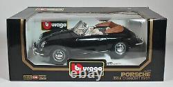 Vintage Bburago 1961 Black Porsche 356B Cabriolet 118 Die Cast (Italy) In Box